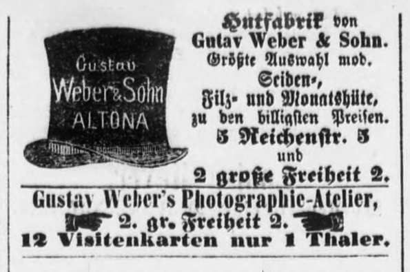 Weber Altona - Annonce Alton. Nachrichten, 17. 05. 1868