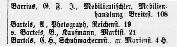 Altona - Bartels - Altonaisches Adressbuch für 1864 - Detail