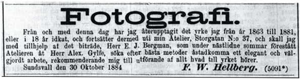 Inserat Sundsvall 1884