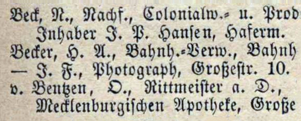 Flensburg - Becker - Adressbucheintrag 1869
