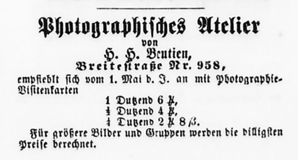 Luebeck - beutien - Lueb. Anz. vom 02. 06. 1865 Detail