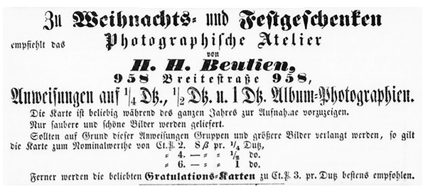 Luebeck - beutien - Lueb. Anz. vom 13. 12. 1865 Detail