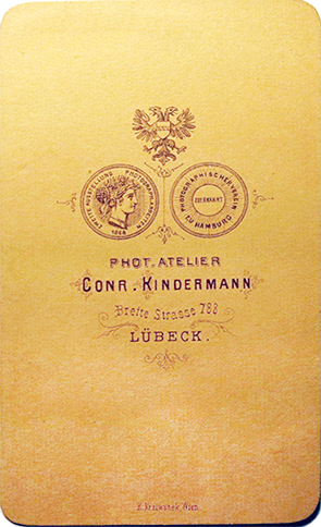 CDV Lbeck Kindermann, Conrad Herrenportrait verso