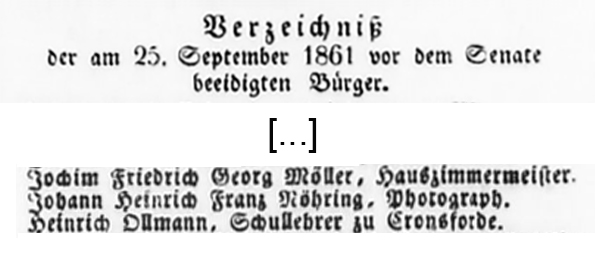 Lübeck - Nöhring - Annonce vom 30. 09. 1861 Detail