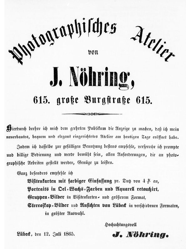 Lübeck Nöhring Annonce vom 07. 08. 1865-07-18 - Detail