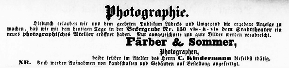 Annonce Luebeckische Zeitung vom 28. 10. 1869