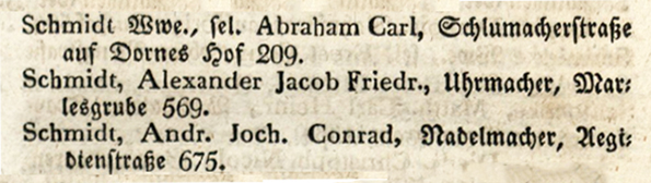 Luebeck Adressbuch 1832 Schmidt Detail