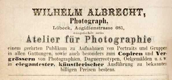 Luebeck - Albrecht_W Adressbuch 1872 Detail
