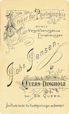 CDV Quern-Dingholz Jensen - Herrenportrait - verso
