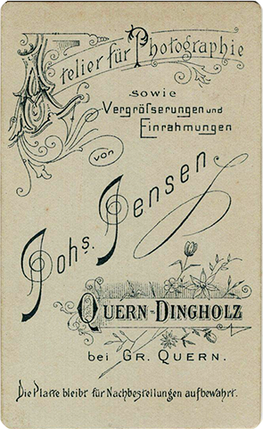 CDV Quern-Dingholz - Damenbildnis - verso