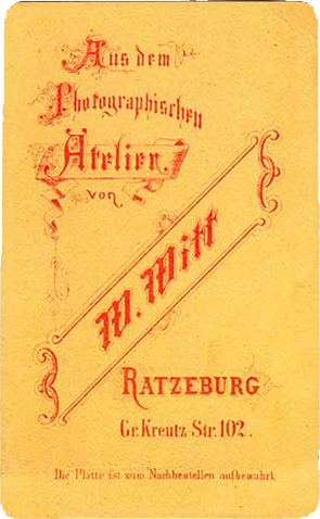 CDV Ratzeburg Witt - Damenbrustbild - verso