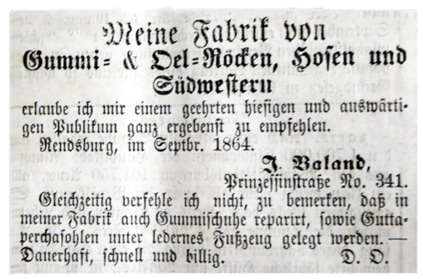 Rendsburg Wochenblatt 09/1864 Annonce klein