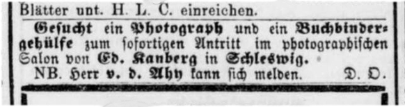 Annonce Hamburger Nachrichten vom 01. 08. 1868 Detail