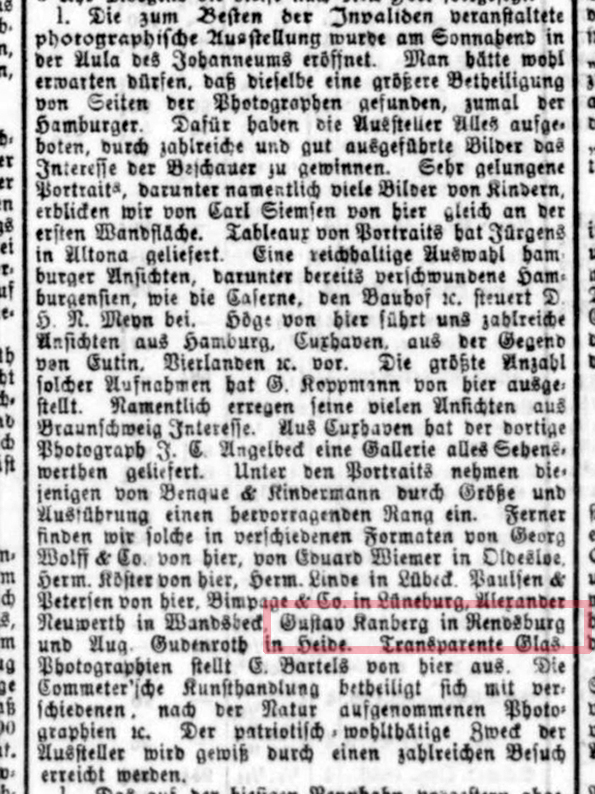 Annonce - Hamburger Nachrichten - Benefizausstellung 1871