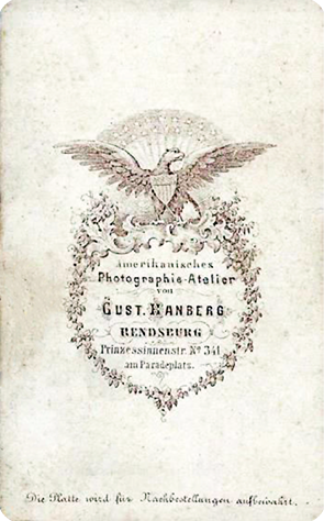 CDV Rendsburg - Kanberg, Gustav Herrenganzbildnis verso