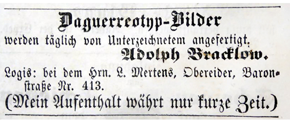 Rendsburg - Mertens - Annonce Rendsburger Wochenblatt 1852