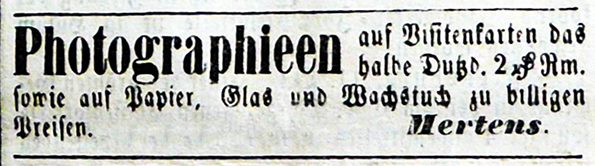 Rendsburg - Mertens - Annonce Rendsburger Wochenblatt 1861