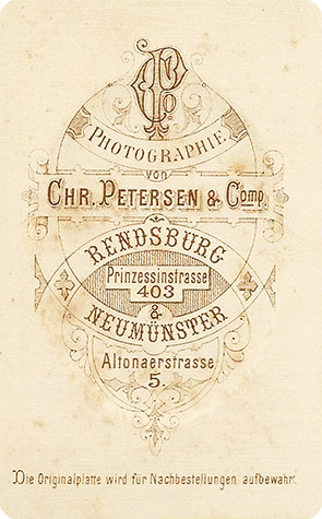 CDV Rendsburg Petersen - Damenbrustbild oval verso