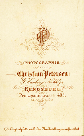 CDV Rendsburg Petersen - Paarbildnis verso