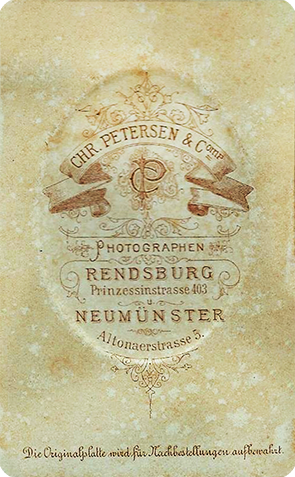 CDV Rendsburg Petersen - Soldat oval verso