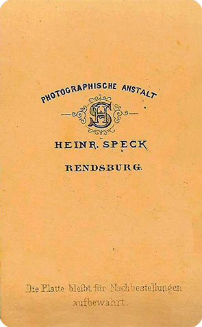 CDV Rendsburg - Speck - Burschenschaftler - verso