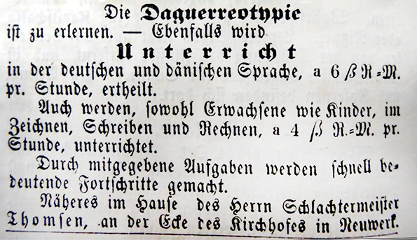 Rendsburg Bloch - Annonce Rendsburger Wochenblatt 1854-10-04