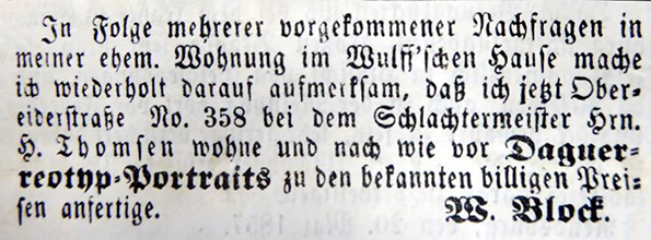 Rendsburg Bloch - Annonce - Rendsburger WB 1857-05-30 - klein