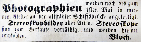 Rendsburg - Bloch - Annonce Rendsburger WB 1862-03-22 - klein