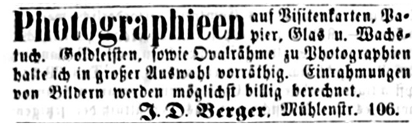 Rendsburg - Berger - Annonce - 1862-12-24 - klein