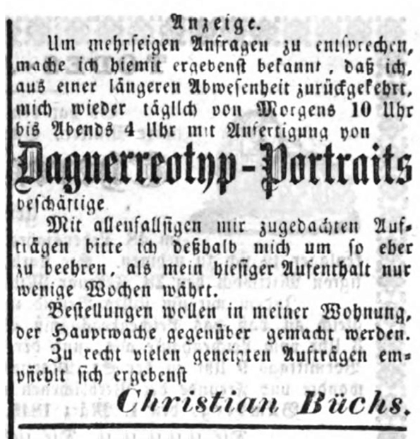 Annonce Bamberger Tag-Blatt vom 02. 03. 1849