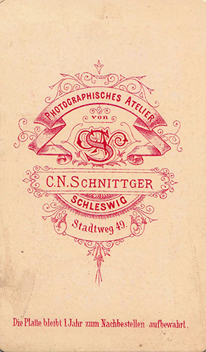 CDV Schleswig - Schnittger - Herrenbrustbild - verso