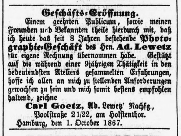 Lewetz - Altonaer Nachrichten, Ausgabe vom 02. 10. 1867
