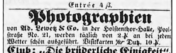 Lewetz - Hamburger Nachrichten, Ausgabe vom 28. 12. 1861 - Detail