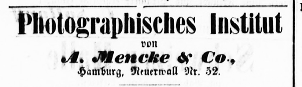 Mencke A. - Annonce in Hamb. Nachrichten vom 02. 02. 1852