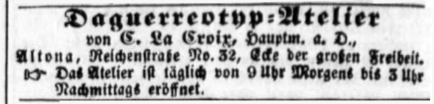 La Croix - Annonce in "Hamburger Nachrichten" 1852 klein