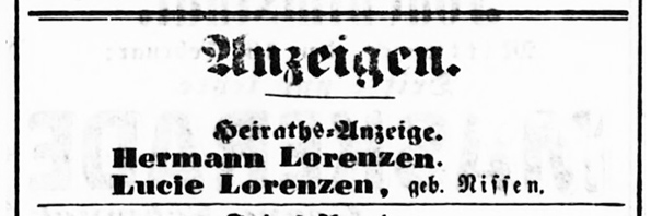 Lorenzen - Hamburger Nachrichten vom 08. 02. 1853 - Detail