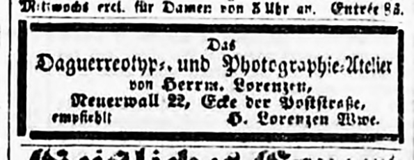 Lorenzen - Hamburger Nachrichten vom 12. 04. 1859 - Detail