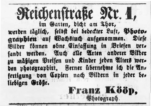 Annonce Koeoep Altonaer Nachrichten 15.07.1860